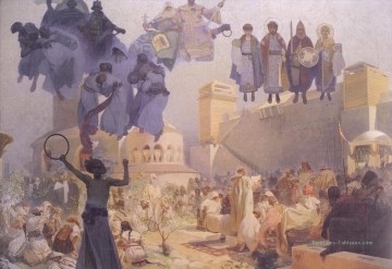 Zavedeni slovanske liturgie na velke morave Alphonse Mucha Peinture à l'huile